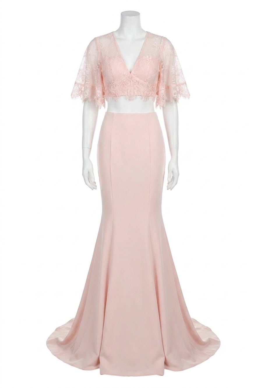 NEW SHERRI HILL bell sleeve prom dress in blush